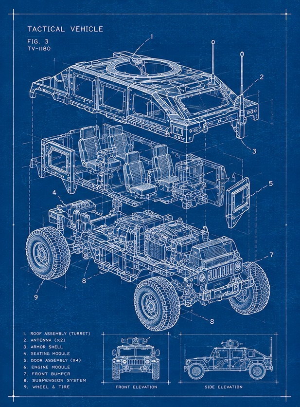 Blueprint of a tactical vehicle